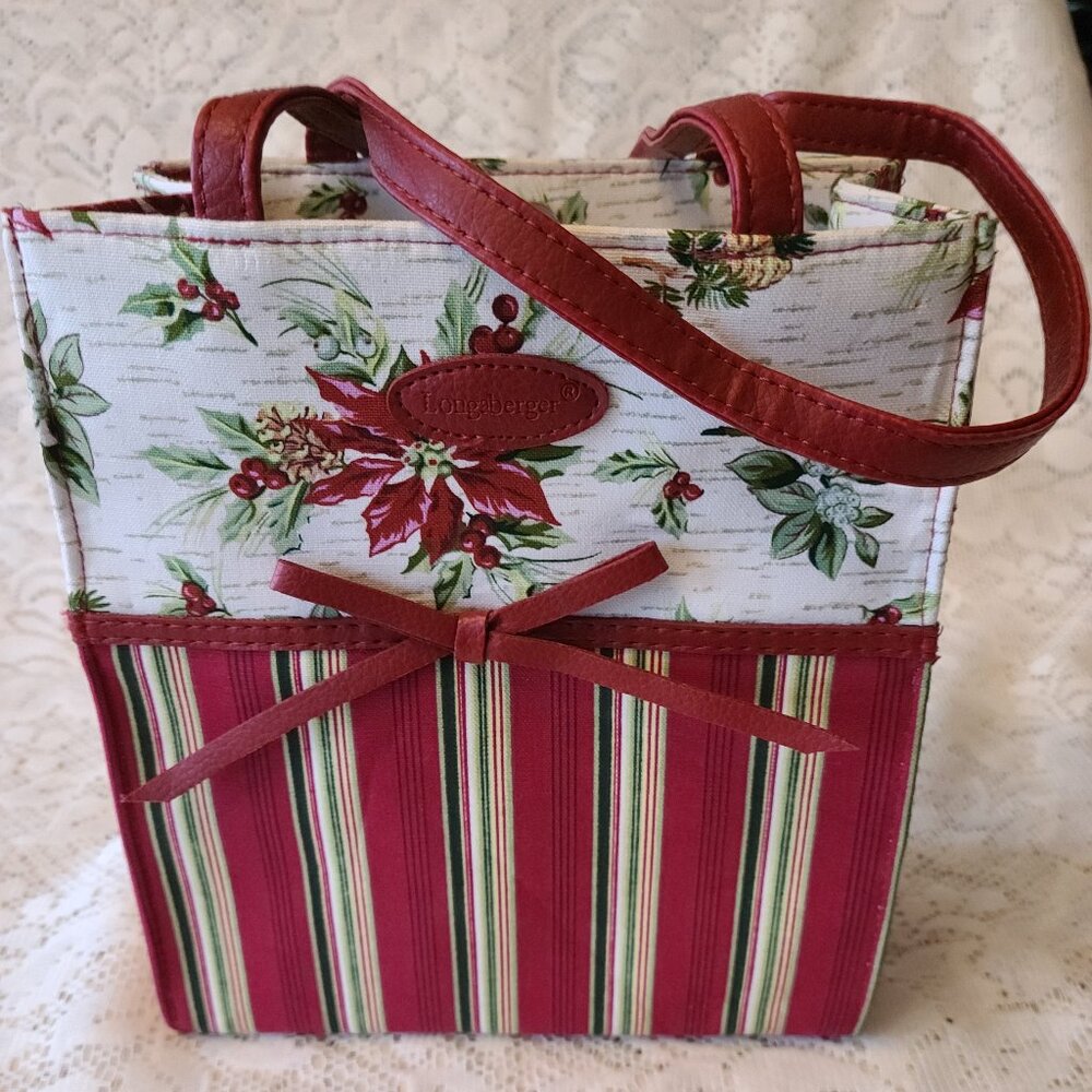 LONGABERGER HOLIDAY STRIPE BOTANICAL HOLIDAY GIFT BAG/TOTE STYLE  23540